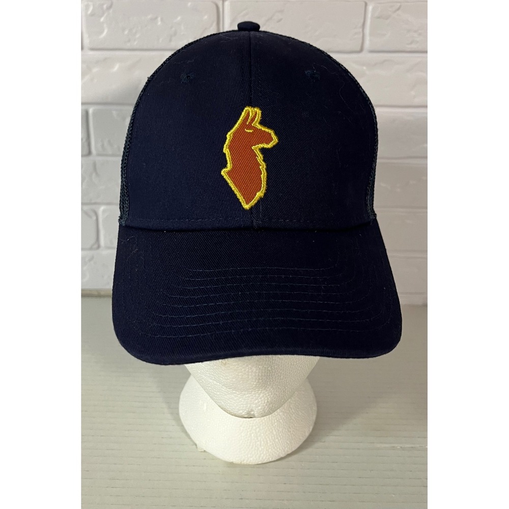 Cotopaxi Trucker Hat Unisex One Size Navy Blue Llama Logo Snapback Mesh Cap